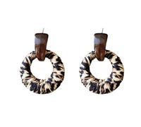 Big Leopard Print Earrings for Women,Chunky Leopard Dangle Earrings,Vintage Brown Earrings for Fall Winter, L, Alloy Steel, No Gemstone