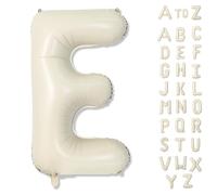 Big Letters Balloon E, 40 Inch Cream White Sand Helium Alphabet Customize Name Balloon Letters Decor, Self Inflating Beige Foil E Custom Letter Balloons for Girls Birthday Anniversary Party Decoration