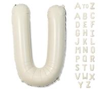 Big Letters Balloon U, 40 Inch Cream White Sand Helium Alphabet Customize Name Balloon Letters Decor, Self Inflating Beige Foil U Custom Letter Balloons for Girls Birthday Anniversary Party Decoration