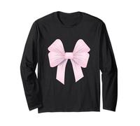 Big Light Pink Bow Vintage Floral Decor Apparel Teen College Long Sleeve T-Shirt