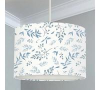 Big Little Bedrooms Grey Blue Leaves Lampshade - 35cm Dia x 21cm High - Lamp Base
