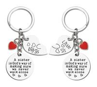 Big Little Sister Birthday Gifts from Sisters Matching Keychains for 2 Sisters Long Distance Gifts for Women Sis Engraved Keychain for Women A Sister Is God's Way We Never Walk Alone Keychains