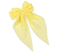 Big Long Yellow Hair Bow Clip with Silky Ribbon Tail,39CM Large Long Bows Hair Accessories,Cute Oversized Tulle Layered Yellow Bow,Aesthetic Hairs Bows for Women Girls Kids Teens