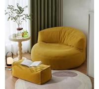 Big Luxury Sofa Pouf Cover Bean Bag Chairs Cover For Adults Washable Ultra Soft Bean Bag Chair Cover For Floor Seating,Lounge Relaxing,Video Games,Movie Night,No Filler (Color : Yellow, Size : Empty