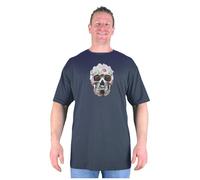Big Mens Charcoal Grey- Regeneration Extremely Long Tall Skull T Shirt Long Line Extra Length Cotton Oversized for Sizes M L XL 2XL 3XL 4XL 5XL 6XL 7XL 8XL, Size : 2XL