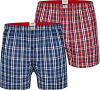 Big Mens D555 Duke Twin Pack Woven Check Boxer Shorts Red Blue 2XL to 8XL
