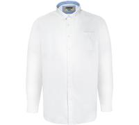Big Mens D555 Richard Basic Oxford Long Sleeve Shirt in White 3XL to 8XL