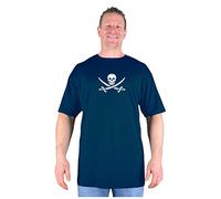 Big Mens Navy Blue Pirate T-Shirt Oversized Cotton Large for Sizes M L XL 2XL 3XL 4XL 5XL 6XL 7XL 8XL, Size : 4XL