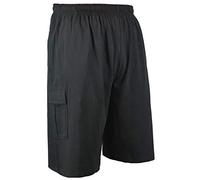Big Mens Prowking Baggy Cotton Elasticated Cargo Shorts Multi Pocket for Sizes 2XL 3XL 4XL 5XL 6XL 7XL, Size : 6XL Black