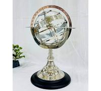 Big metal armillary sphere table decor Gold nautical maritime astrolabe globe Antique Brass armillary sphere Astrolabium decor (Silver(15 Inch))