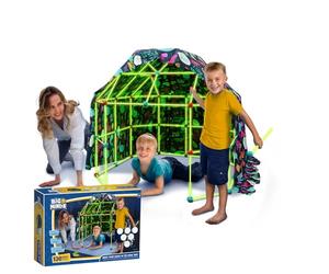 Big Minds - Den Building Kit Glow In The Dark | Fort Building Kits For Kids | Construction Toys Stem 130 Piece | Den Making Kit Infinite Shapes | Den Making Kit | 5 Year Old Girls Gifts |