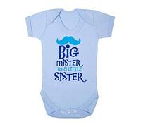 Big Mister to a Little Sister Sibling Baby Grow Vest, 6-12 Months, Pastel Blue