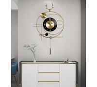 Big Modern Pendulum Wall Clock for Living Room,Round Metal Silent Wall Clock Vintage Wall Clocks Decor for Bedroom Office,75 * 43CM