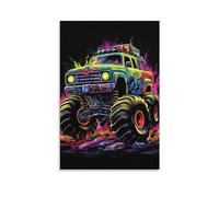 Big Monster Truck Wall Art Canvas Poster Vintage Watercolor Race Car Wall Decor Poster Dormitory Decor Painting Art
