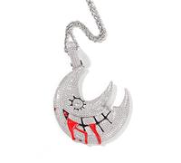 Big Moon Pendant 2 Colors Micro Pave Zircon Necklaces Hip Hop Jewelry For Men Women Gifts hip hop,Necklaces
