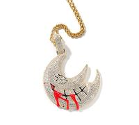 Big Moon Pendant 2 Colors Micro Pave Zircon Necklaces Hip Hop Jewelry For Men Women Gifts hip hop,Necklaces