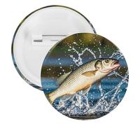 Big Mouth Bass Bites Bait Badge Metal Round Pins, Lightweight Brooch for Backpack, Fashion Button Pins Badge for Shirts, Jackets, Shawl Coat, Unisex, 20PCS, Tinplate, metal round pins