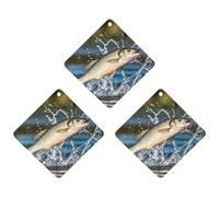 Big Mouth Bass Bites Bait Car Air Freshener, 3 Pcs Rhombus Hanging Air Freshener Cards, Long Lasting Fragrance Scented Cards for Car, Home, Office Gray-style