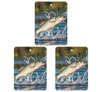 Big Mouth Bass Bites Bait Car Air Freshener, 3 Pcs Square Hanging Air Freshener Cards, Long Lasting Fragrance Scented Cards for Car, Home, Office Gray-style