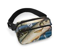 Big Mouth Bass Bites Bait Fanny Pack with Multiple Pockets, Personalized Waist Bag with Zipper, Multifunctional Bum Bags for Travel, Belt Bag with Adjustable Strap, Crossbody Bags