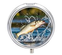 Big Mouth Bass Bites Bait Pill Box Waterproof Portable Medicine Pill Case Moisture Proof Metal Travel Pill Box with 3 Compartment Medicine Case