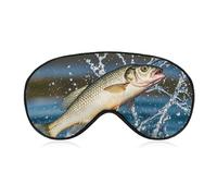 Big Mouth Bass Bites Bait Sleep Mask with Adjustable Strap, Breathable Sleep Masks for Women Men, Soft Eye Mask for Side Sleepers, Travel, Office Nap, Airplane & Blocking Light