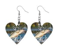 Big Mouth Bass Bites Bait Wooden Earrings for Women, Vintage Elegant Wood Jewelry, Lightweight Earrings for Wedding, Party, Everyday Jewelry Gift, Love, Wood, wood