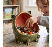 Big-Mouth Frog Candy Dish Ceramic Statue, 2026 Cute Animal Key Bowl for Entryway Table, Decorative Frog Figurine Jewelry Tray Organizer, Fun Desktop Storage for Office Home Kitchen Decor