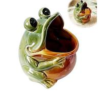 Big-Mouth Frog Candy Dish Ceramic Statue, Cute Animal Key Bowl for Entryway Table,Ceramic Frog Pelican Shark Storage Can Desk Top Mess Box for Home Furnishings Decoration