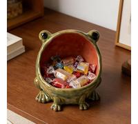 Big-Mouth Frog Candy Dish Ceramic Statue, Cute Animal Key Bowl for Entryway Table, Decorative Frog Figurine Jewelry Tray Organizer, Fun Desktop Storage for Office Home Kitchen Decor