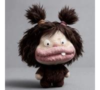 Big Mouth Ugly Cute Monster Plush Toy - Funny Stuffed Animal Doll with Goofy Smile & Wild Hair, Weird Soft Abstract Creative Figurine, Unique Gift for Friends, Birthday Party Home Desk Deco