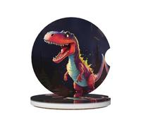 big-mouthed dinosaur Prints Ceramic car coasters (2-pack) absorb moisture, are non-slip and easy to clean for cars, trucks, and boats.