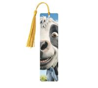 Big Nostril Cow Unique Double-Sided Artwork Printed Wooden Bookmarks, Artistic Book Accessories Birthday Presents for Men Women Presents for Book Lovers