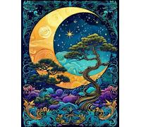 Big notebook, moon themed. 8.5’’ x 11’’ US letter sized lined journal to write down thoughts, poems, dreams, take notes and more: Surreal art nouveau abstract design of moon and bonsai