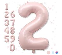 Big Number 21 Balloons, Dusty Light Blush Pink Foil 21 Balloon Numbers 40 Inch, Giant 21st Birthday Party Decor, Pastel Baby Pink Mylar Helium Self Inflating Balloon for Women Anniversary Decorations