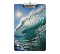 Big Ocean Wave Clipboard, A4 Acrylic Clipboard with Hanging Hole, Ultra-Light Clip Board - Holds 100 Sheets, Shatterproof Document Holder for Office, 12.5" X 8.5"