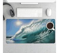 Big Ocean Wave Gaming Mouse Pad 12x24 Inch Desk Pad Protector Waterproof Non-Slip Rubber Base Keyboard Mat Extra Large Desktop Mat for Office Home Computer Laptop Table Accessory