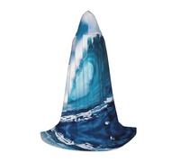 Big Ocean Wave Hd Print Adults Unisex Hooded Cloak Variety Robe For Halloween Cosplay Christmas Carnival, Black, Large
