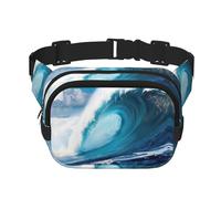 Big Ocean Wave HD print Fanny Pack Waist Packs with Extender for Men Women, Waist Bag Hip Pack with Zipper Pockets, Black, One Size