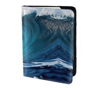 Big Ocean Wave HD print Leather Card Case Travel Accessories Passport Holder Cover Wallet for Women Men, Black, One Size