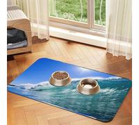 Big Ocean Wave Hd Printing Pet Absorbent Leather Tablecloth,Pet Absorbent Leather Mat,Tidy Feeding Area For Dogs, Cats,Pets
