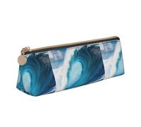 Big Ocean Wave HD Triangle Leather Stationery Storage Bag and Holiday Stationery Storage are Essential Travel Items