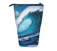 Big Ocean Wave HD Vertical Retractable Pencil Case Makeup Bag Wallet Storage Bag for Pens Pencils and Small Items