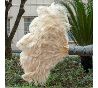 Big Ostrich Feathers Fan 100cm 130cm Folding 13 Bone Feather Fan Crafts for Carnival Stage Show Dancer Holding Fan-47 Deep khaki-130CM 2PCS