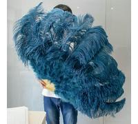 Big Ostrich Feathers Fan 100cm 130cm Folding 13 Bone Feather Fan Crafts for Carnival Stage Show Dancer Holding Fan-Navy Blue-2PCS 100cm 130cm
