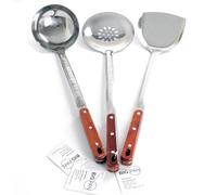 Big-Pan Set of 3 XL 45 cm Ladles Skimmer Spatula Soup Ladle Kitchen Aid Pouring Spoon Sauce Spoon Schumovka Slotted Spoon Stainless Steel Perfect for Kazans Wok Spatula Wok Cutlery