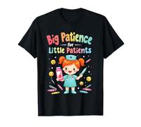 Big Patience Little Patients Cute Nurse Cartoon Design T-Shirt