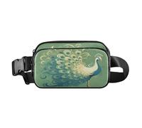 Big Peacock Spring Green Cute Waist Pack Crossbody Bag for Women Men Large Capacity Cross Body Bag Belt Pack with Adjustable Strap for Cycling Hiking Gym, Aesthetic Fighting Fish, One Size