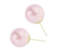 Big Pearl Earrings for Women - Oversized Classic Faux Large Earring Studs, Hypoallergenic for Ears, Pink-12mm, Pearl Metal, No Gemstone