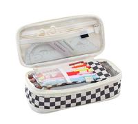 Big Pencil Bag - Extra Large Pencil Holder for Art Supplies and Stationery, Robust Canvas Case, Large Capacity Pencil Case with Multiple Slots, Portable Organiser for Studies, Black and White, see